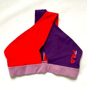 Fila Britta crossover red purple bra top size L large colorblock cross crop